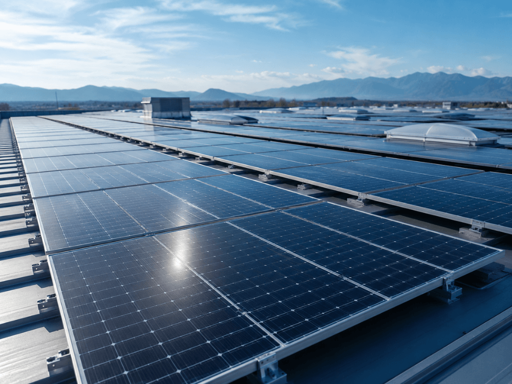 Impianto fotovoltaico su tetto industriale